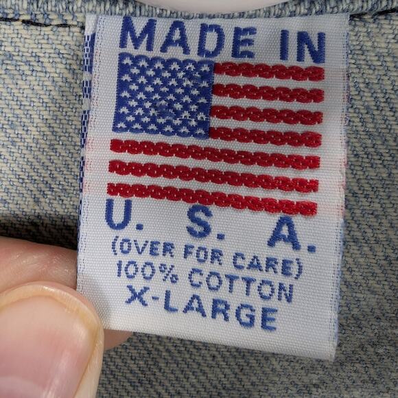Vintage TYCA Cat Jean Jacket Mens Extra Large Cotton Made in USA Lt Wash Denim - Picture 7 of 11